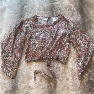 Y2K Floral Long Sleeve Crop Blouse ✨